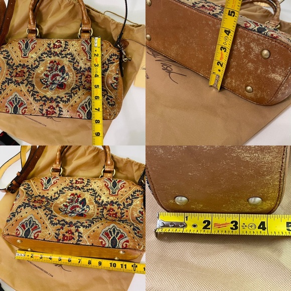 PATRICIA NASH crossbody tote Provincial Embroidery Collection ANGELIN Tan Gold - Picture 6 of 15